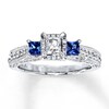 Thumbnail Image 1 of Previously Owned 3-Stone Diamond Ring 1 ct tw Princess & Round-cut 14K White Gold - Size 9.75