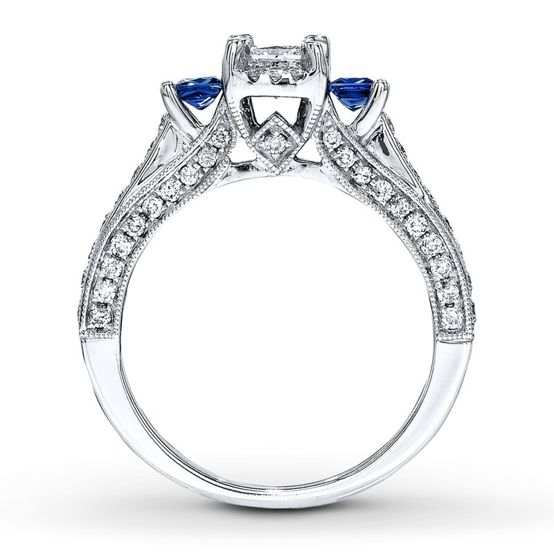 Main Image 2 of Previously Owned 3-Stone Diamond Ring 1 ct tw Princess & Round-cut 14K White Gold - Size 9.75