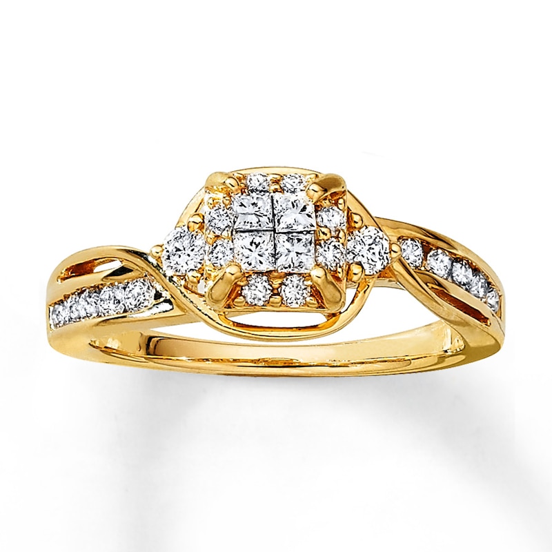 Main Image 1 of Previously Owned Diamond Engagement Ring 5/8 ct tw Princess & Round-cut 10K Yellow Gold - Size 5