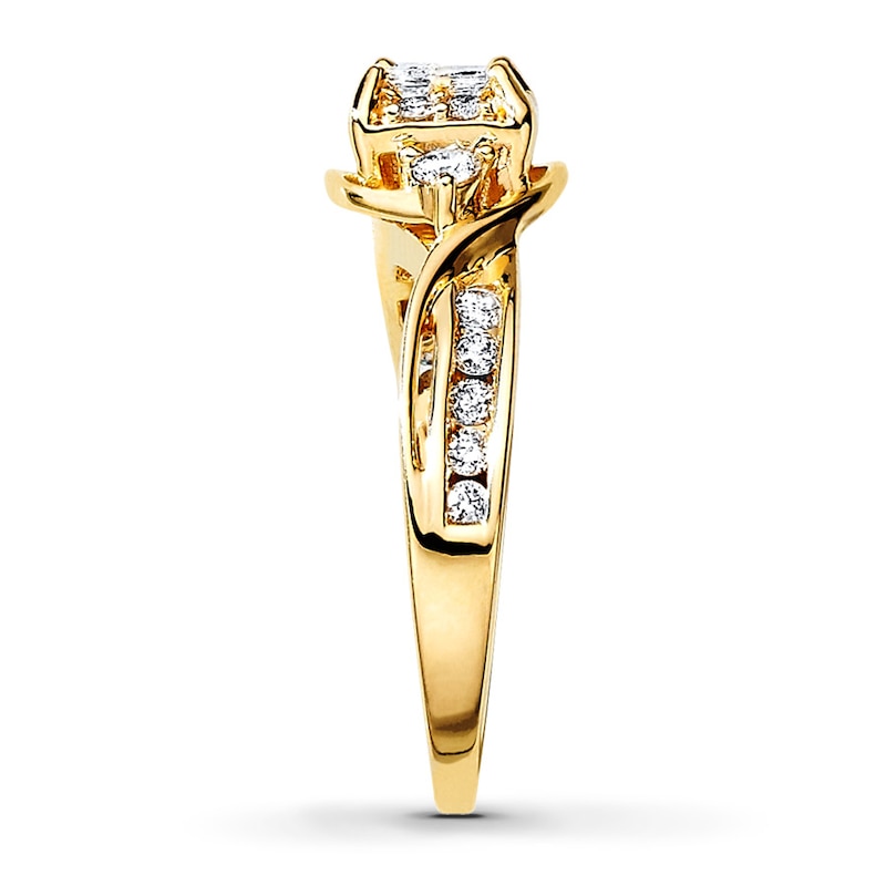 Main Image 3 of Previously Owned Diamond Engagement Ring 5/8 ct tw Princess & Round-cut 10K Yellow Gold - Size 5
