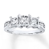 Thumbnail Image 1 of Previously Owned Diamond 3-Stone Ring 1 ct tw Princess & Round-cut 14K White Gold Size 4.5