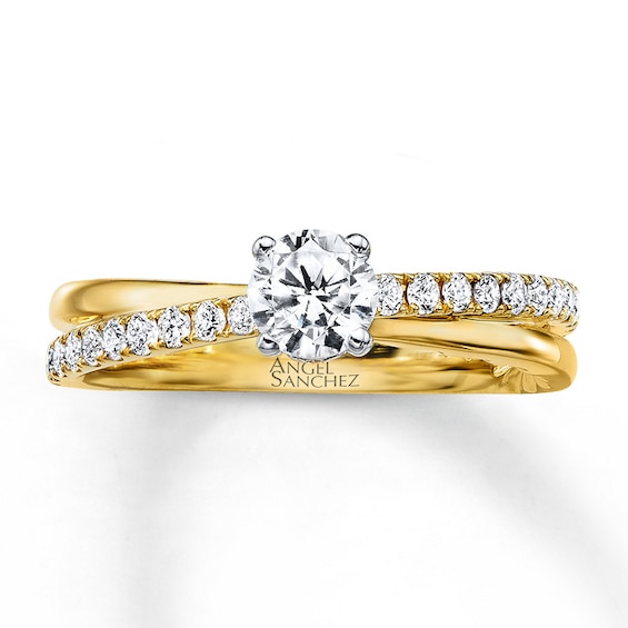 Previously Owned Angel Sanchez Ring 1 ct tw Round-cut Diamonds 14K Two-Tone Gold Size 8.25