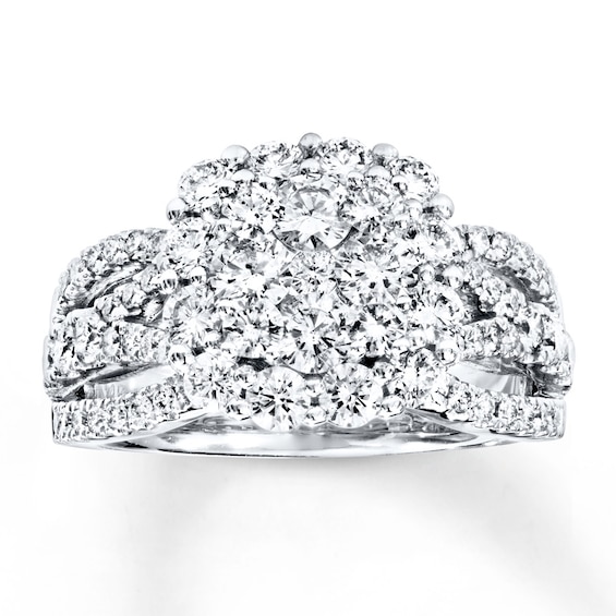 Previously Owned Engagement Ring 2 ct tw Round-cut Diamonds 14K White Gold Size 4.5