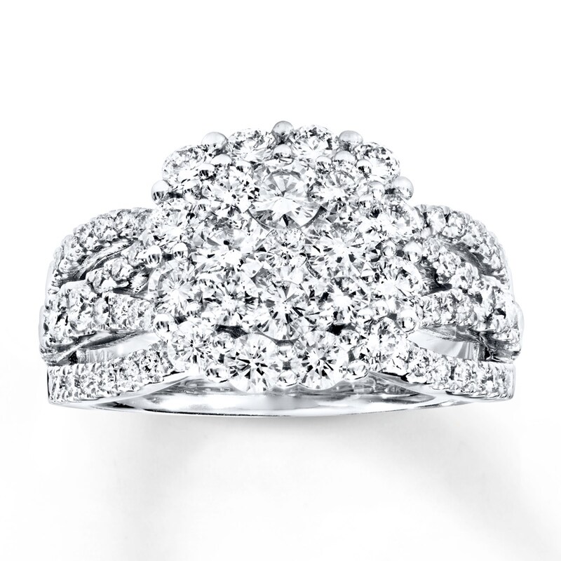 Main Image 1 of Previously Owned Engagement Ring 2 ct tw Round-cut Diamonds 14K White Gold Size 4.5