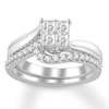 Thumbnail Image 1 of Previously Owned Diamond Bridal Set 5/8 ct tw Princess & Round-cut 14K White Gold Size 8