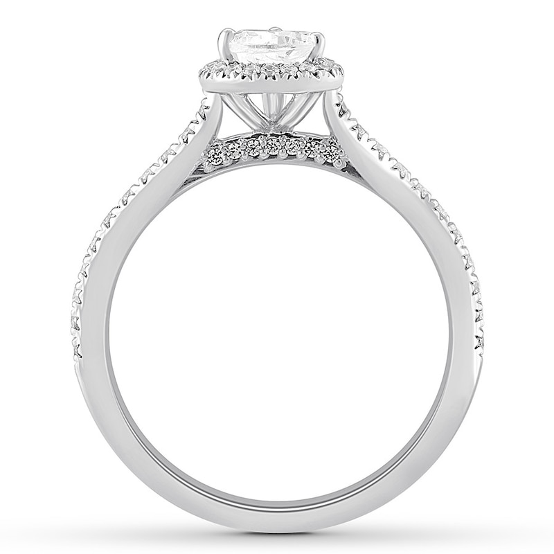 Previously Owned Diamond Engagement Ring 7/8 ct tw Pear & Round-cut 14K White Gold - Size 3.5