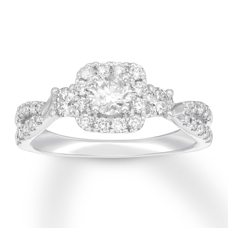 Main Image 1 of Previously Owned Diamond Engagement Ring 7/8 ct tw Round-cut 14K White Gold - Size 5.5