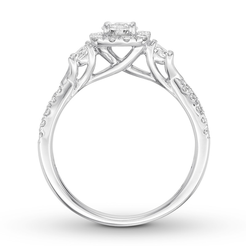 Main Image 2 of Previously Owned Diamond Engagement Ring 7/8 ct tw Round-cut 14K White Gold - Size 5.5