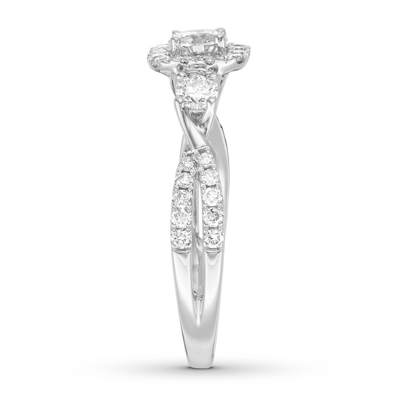 Main Image 3 of Previously Owned Diamond Engagement Ring 7/8 ct tw Round-cut 14K White Gold - Size 5.5