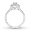 Thumbnail Image 2 of Previously Owned Diamond Engagement Ring 1/2 ct tw Round & Baguette 14K White Gold Size 9.75