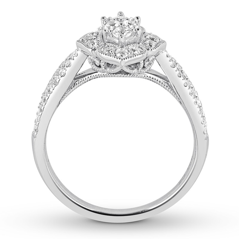 Main Image 2 of Previously Owned Diamond Engagement Ring 1/2 ct tw Round-cut 14K White Gold - Size 9