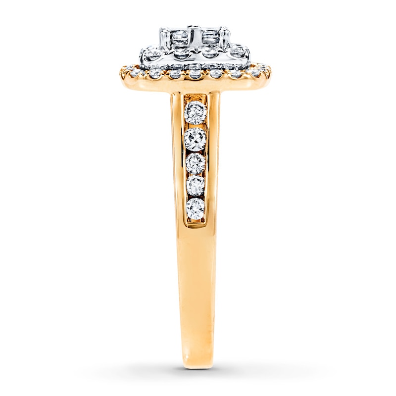 Main Image 3 of Previously Owned Diamond Engagement Ring 3/4 ct tw Princess & Round-cut 14K Two-Tone Gold - Size 11