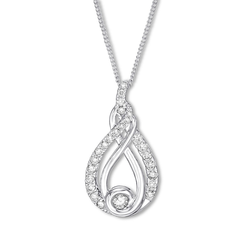 Main Image 1 of Previously Owned Diamond Necklace 1/5 ct tw 10K White Gold 19&quot;