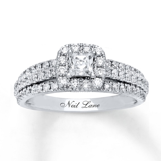 Previously Owned Neil Lane Engagement Ring 1 ct tw Princess & Round-cut Diamonds 14K White Gold