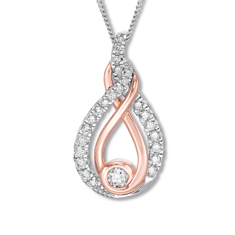 Previously Owned Diamond Necklace 1/6 ct tw Sterling Silver & 10K Rose Gold 19"