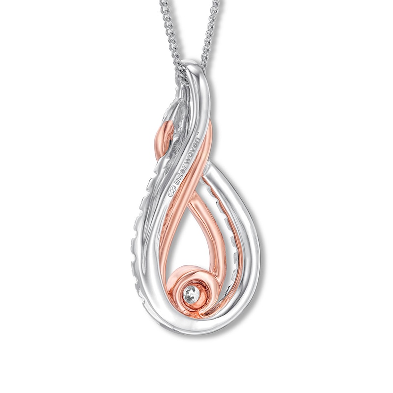 Main Image 4 of Previously Owned Diamond Necklace 1/6 ct tw Sterling Silver & 10K Rose Gold 19"