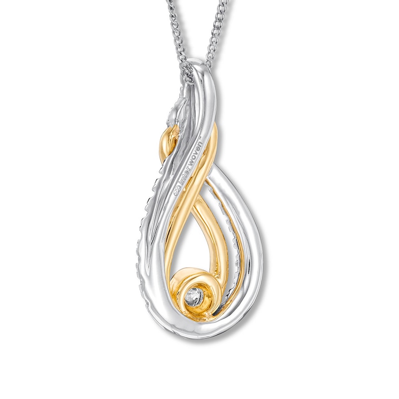 Main Image 4 of Previously Owned Interwoven Diamond Necklace 1/6 ct tw Sterling Silver & 10K Yellow Gold 19"