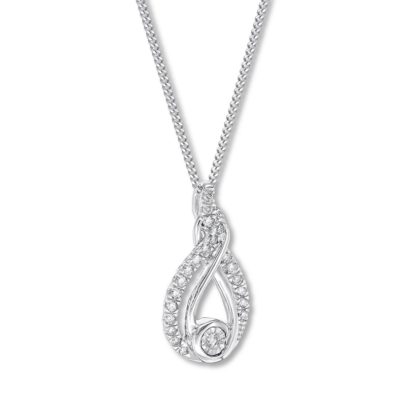 Main Image 2 of Previously Owned Diamond Necklace 1/10 ct tw Sterling Silver 19"