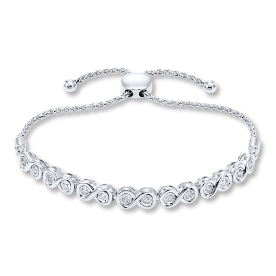 Previously Owned Diamond Infinity Bolo Bracelet 1/2 ct tw Round-cut Sterling Silver 9.5"