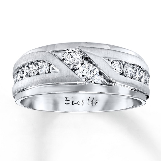 Previously Owned Ever Us Men's Two-Stone Wedding Band 1 ct tw Round-cut Diamonds 14K White Gold