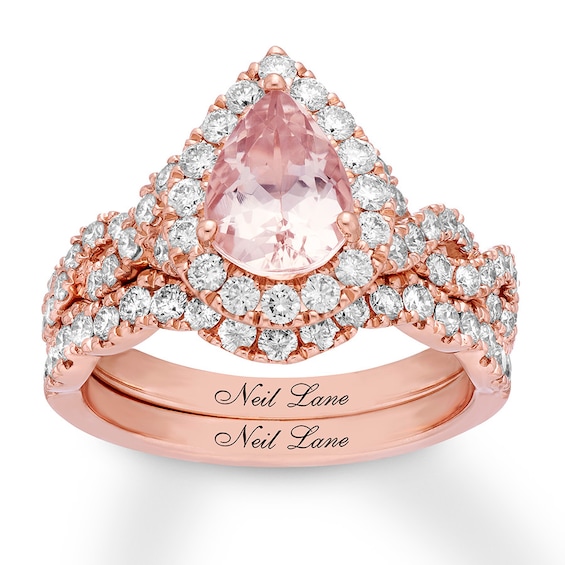 Previously Owned Neil Lane Morganite Bridal Set 1 ct tw Diamonds 14K Rose Gold