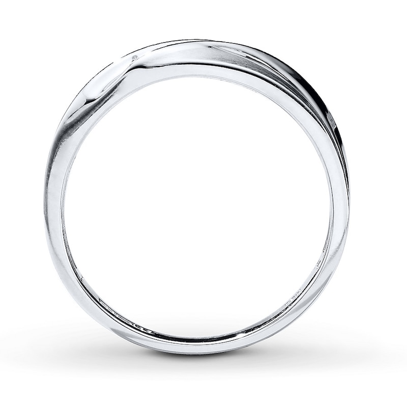 Main Image 2 of Previously Owned Men's Diamond Wedding Band 1/15 ct tw Round-cut 10K White Gold