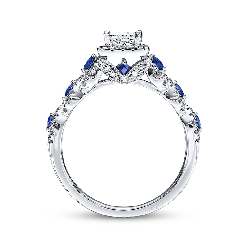 Main Image 3 of Previously Owned Diamond Ring 1 ct tw Princess/Round-cut Diamonds 14K White Gold