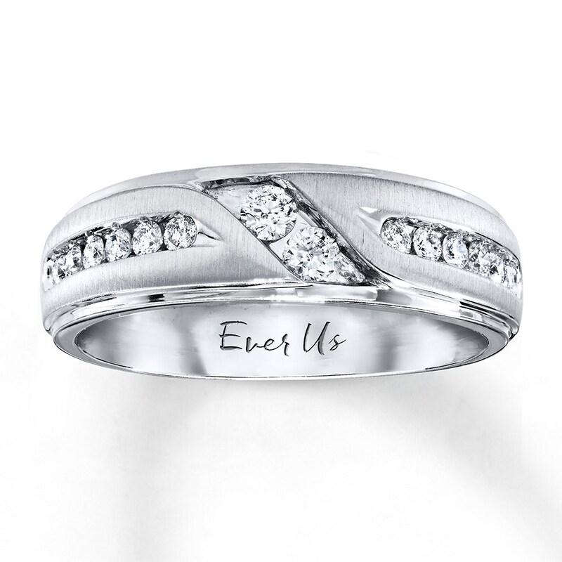 Main Image 1 of Previously Owned Ever Us Men's Two-Stone Diamond Wedding Band 1/2 ct tw 14K White Gold