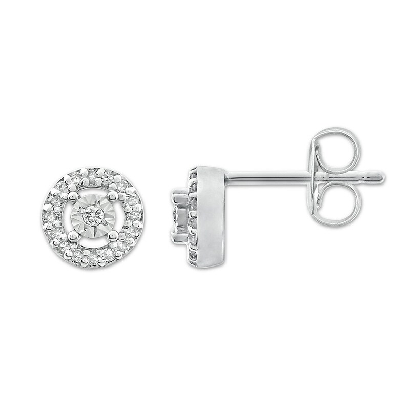 Main Image 1 of Previously Owned Diamond Earrings 1/10 ct tw 10K White Gold