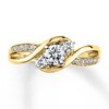 Thumbnail Image 1 of Previously Owned Three-Stone Diamond Engagement Ring 3/8 ct tw Round-cut 14K Yellow Gold