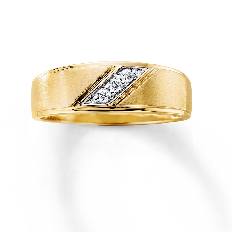 Main Image 1 of Previously Owned Men's Diamond Wedding Band 1/10 ct tw Round-cut 10K Yellow Gold