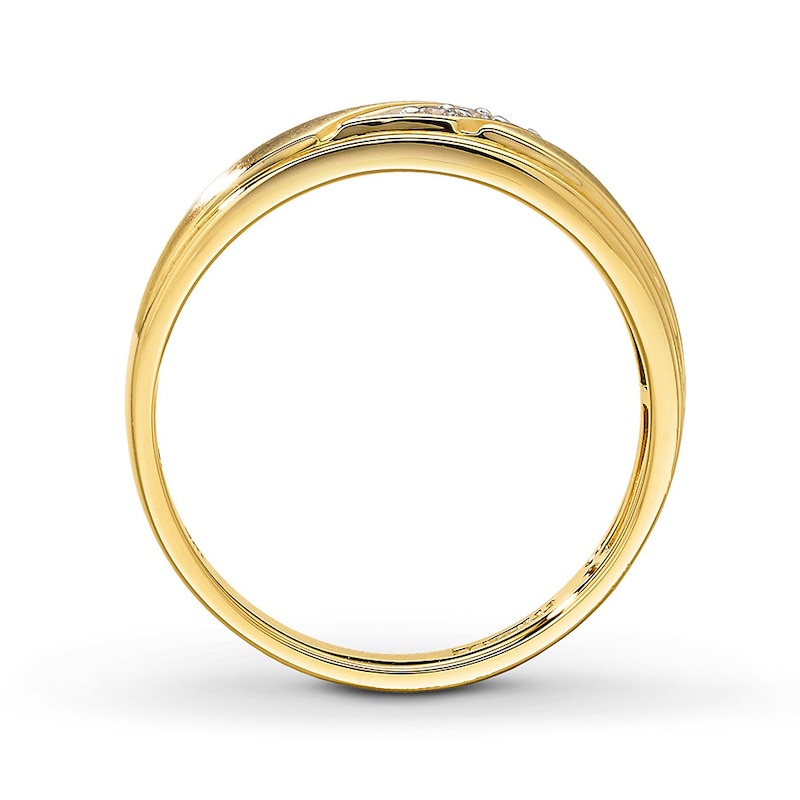 Main Image 2 of Previously Owned Men's Diamond Wedding Band 1/10 ct tw Round-cut 10K Yellow Gold