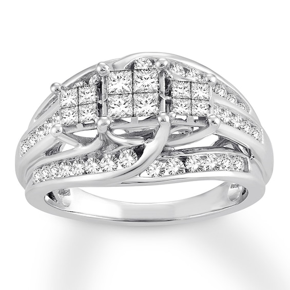 Previously Owned Diamond Engagement Ring 1 ct tw Princess & Round-cut 10K White Gold