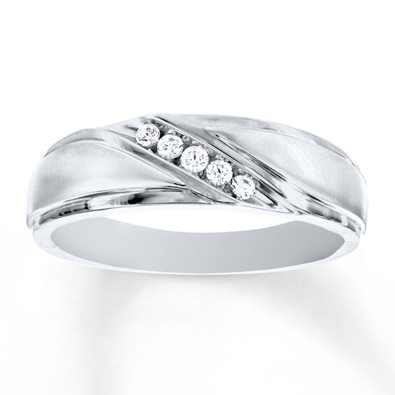 Previously Owned Men's Diamond Band 1/8 ct tw Round-cut 10K White Gold