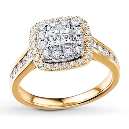 Previously Owned Diamond Engagement Ring 3/4 ct tw Princess & Round-cut 14K Two-Tone Gold
