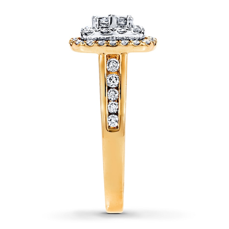 Main Image 3 of Previously Owned Diamond Engagement Ring 3/4 ct tw Princess & Round-cut 14K Two-Tone Gold