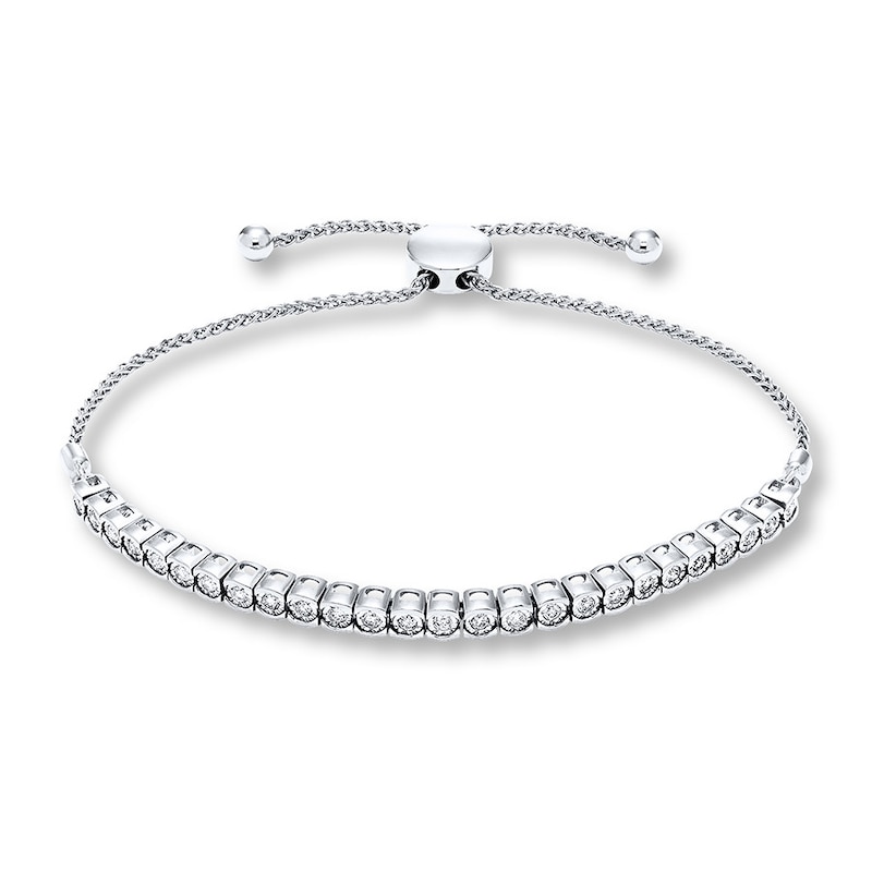Main Image 1 of Previously Owned Diamond Bolo Bracelet 1/2 ct tw Sterling Silver 9.5"