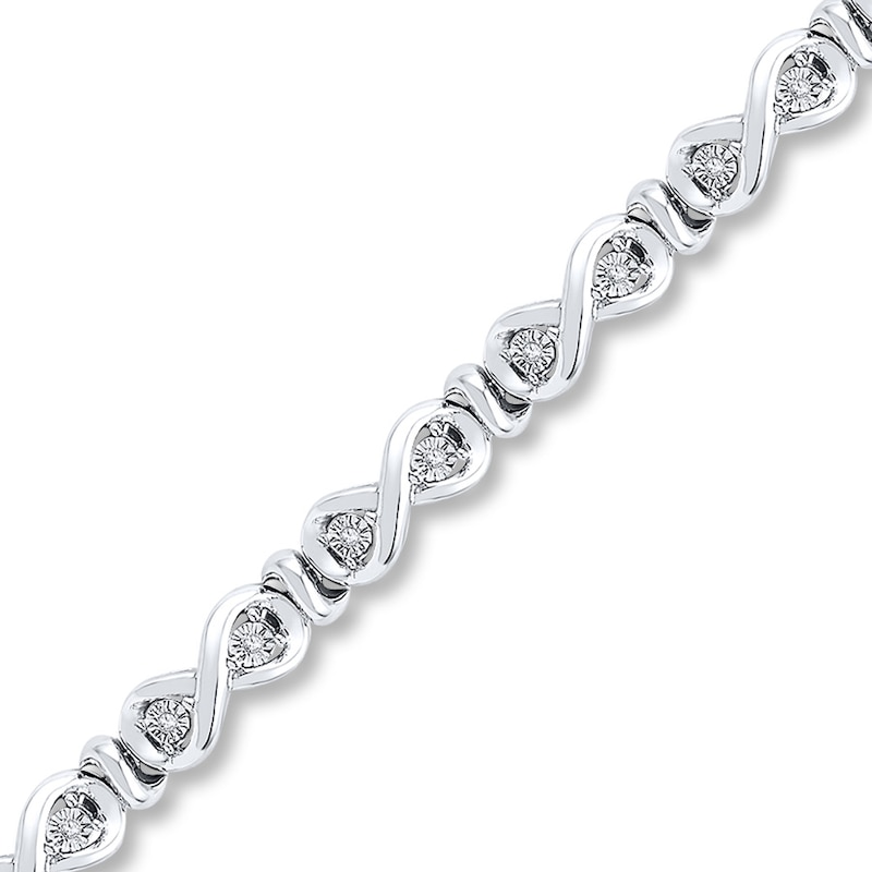 Main Image 1 of Previously Owned Diamond Infinity Bracelet 1/8 ct tw Round-cut Sterling Silver 7.5&quot;