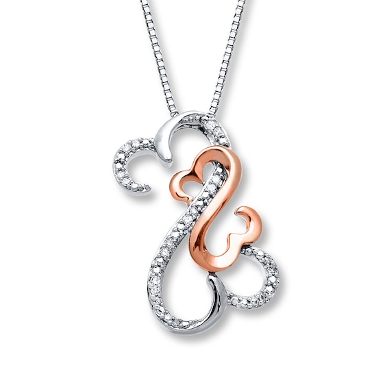 Previously Owned Necklace Sterling Silver & 10K Rose Gold 18"