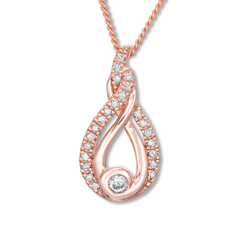 Main Image 1 of Previously Owned Diamond Necklace 1/5 ct tw 10K Rose Gold 19"