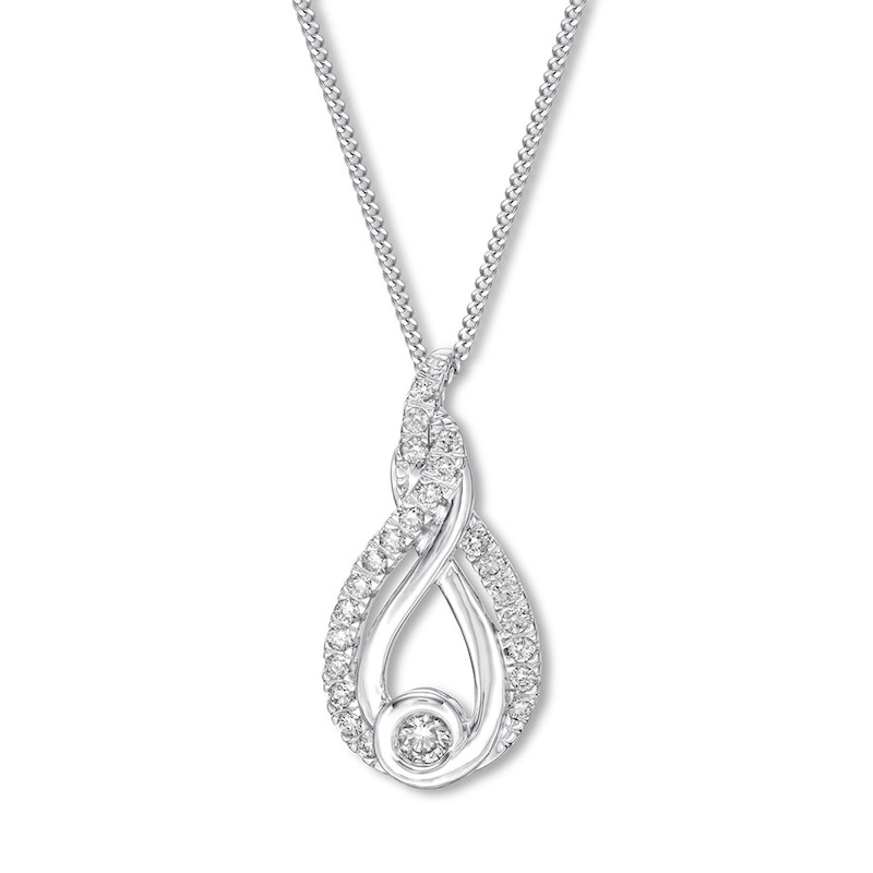 Main Image 1 of Previously Owned Diamond Necklace 1/2 ct tw 10K White Gold 19"