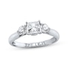 Previously Owned THE LEO Diamond Three-Stone Engagement Ring 7/8 ct tw Princess & Round-cut 14K White Gold