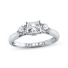Thumbnail Image 1 of Previously Owned THE LEO Diamond Three-Stone Engagement Ring 7/8 ct tw Princess & Round-cut 14K White Gold