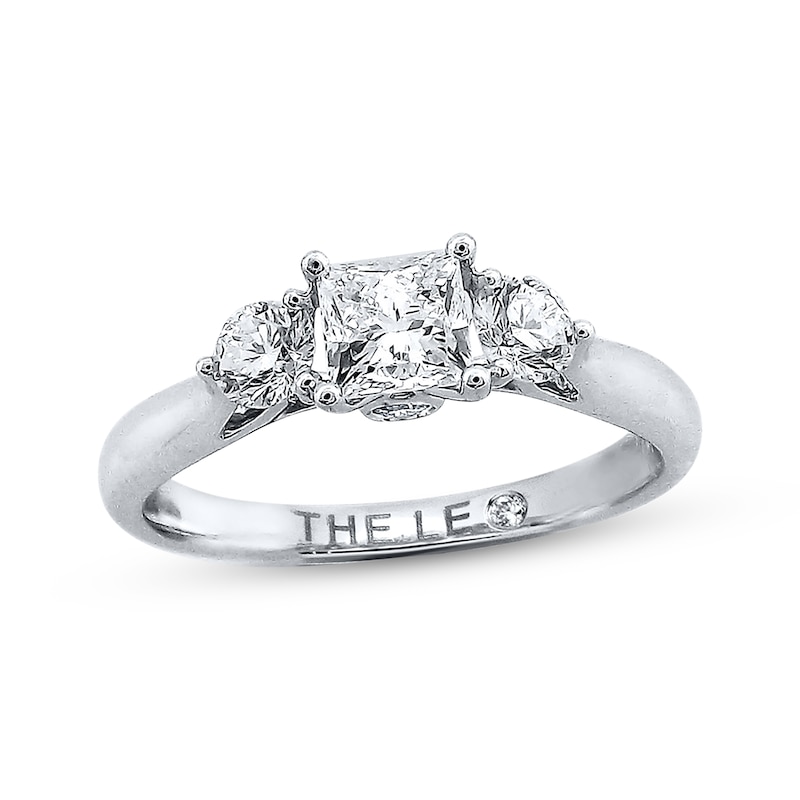 Previously Owned THE LEO Diamond Three-Stone Engagement Ring 7/8 ct tw Princess & Round-cut 14K White Gold