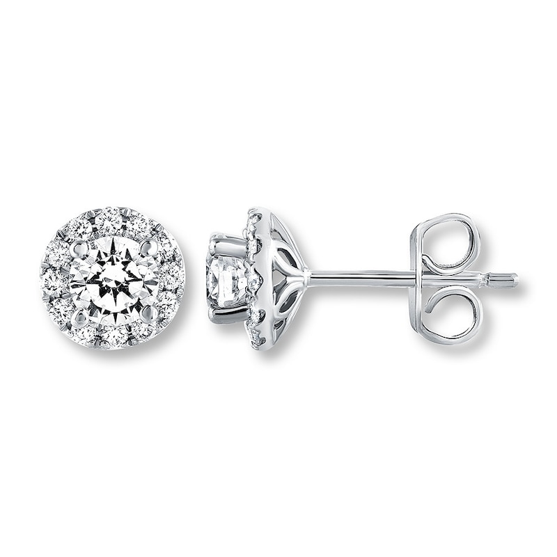 Main Image 1 of Previously Owned THE LEO Diamond Earrings 7/8 ct tw Round-cut 14K White Gold