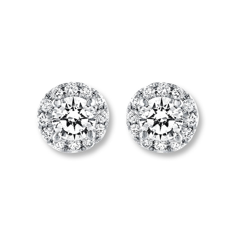 Main Image 2 of Previously Owned THE LEO Diamond Earrings 7/8 ct tw Round-cut 14K White Gold