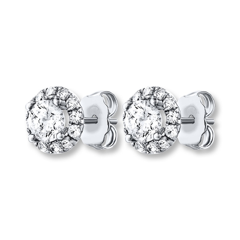 Main Image 3 of Previously Owned THE LEO Diamond Earrings 7/8 ct tw Round-cut 14K White Gold