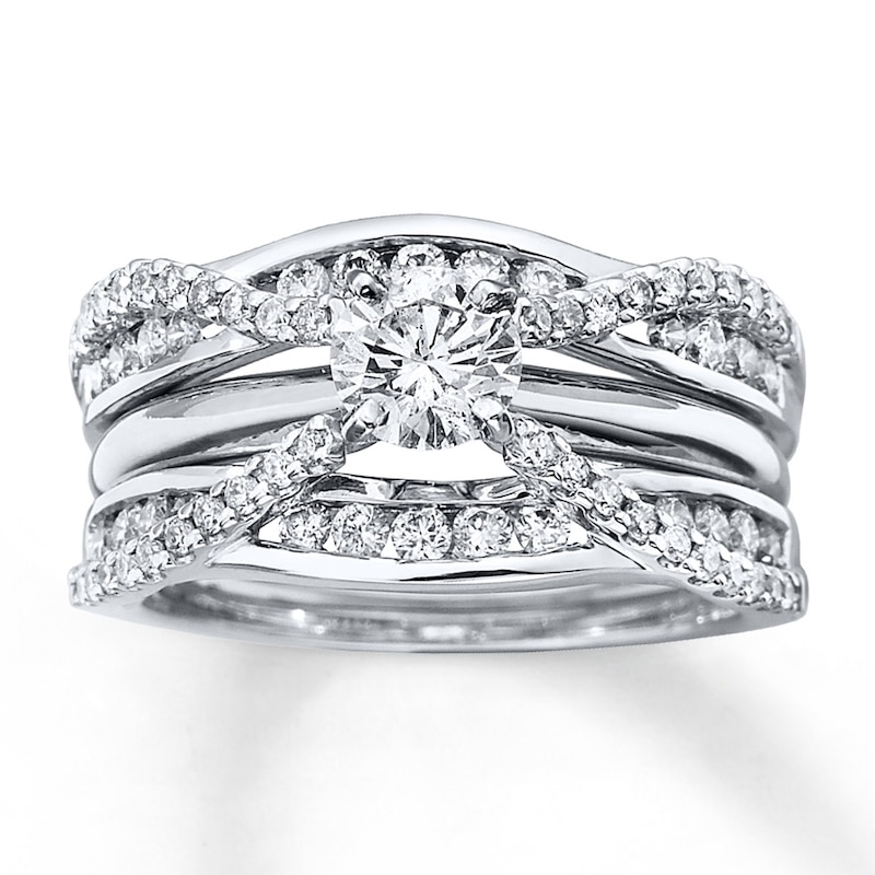 Main Image 4 of Previously Owned Diamond Enhancer Ring 3/4 ct tw Round-cut 14K White Gold - Size 9.25