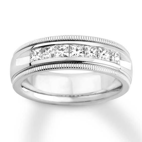 Previously Owned Men's Diamond Wedding Band 1 ct tw Square-cut 14K White Gold Size 11.5