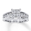 Thumbnail Image 0 of Previously Owned Diamond Engagement Ring 1-3/4 ct tw Princess & Round-cut 14K White Gold - Size 10.25